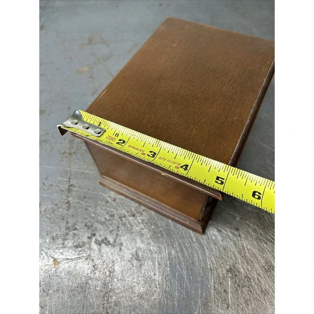 Vintage Wooden Himark 1‎ Drawer Small Jewelry Box Lined Compartments Mirror